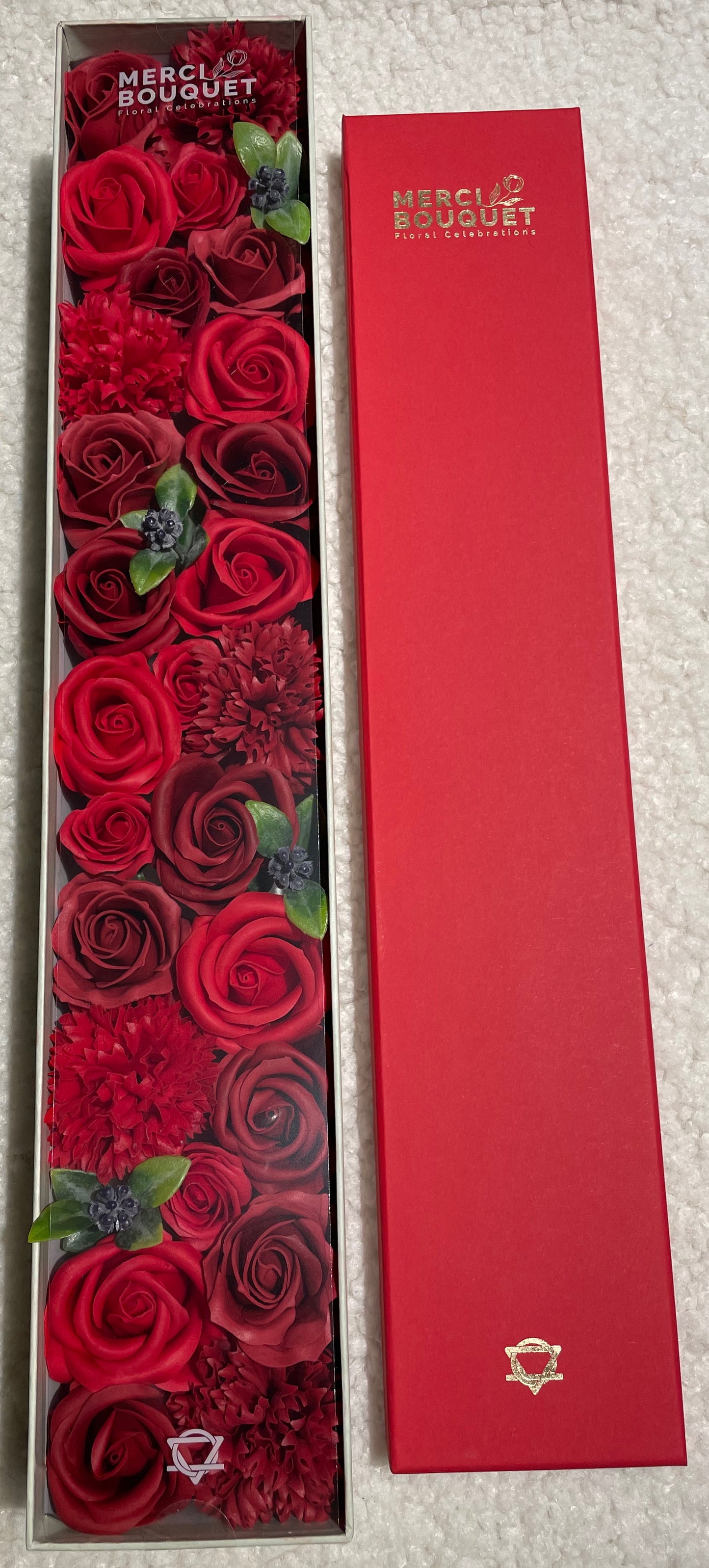 Boite extra Longue Rose Rouge de savon